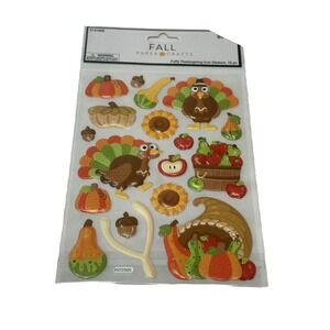 FALL PAPER CRAFTS STICKERS puffy thanksgiving icon 18 count